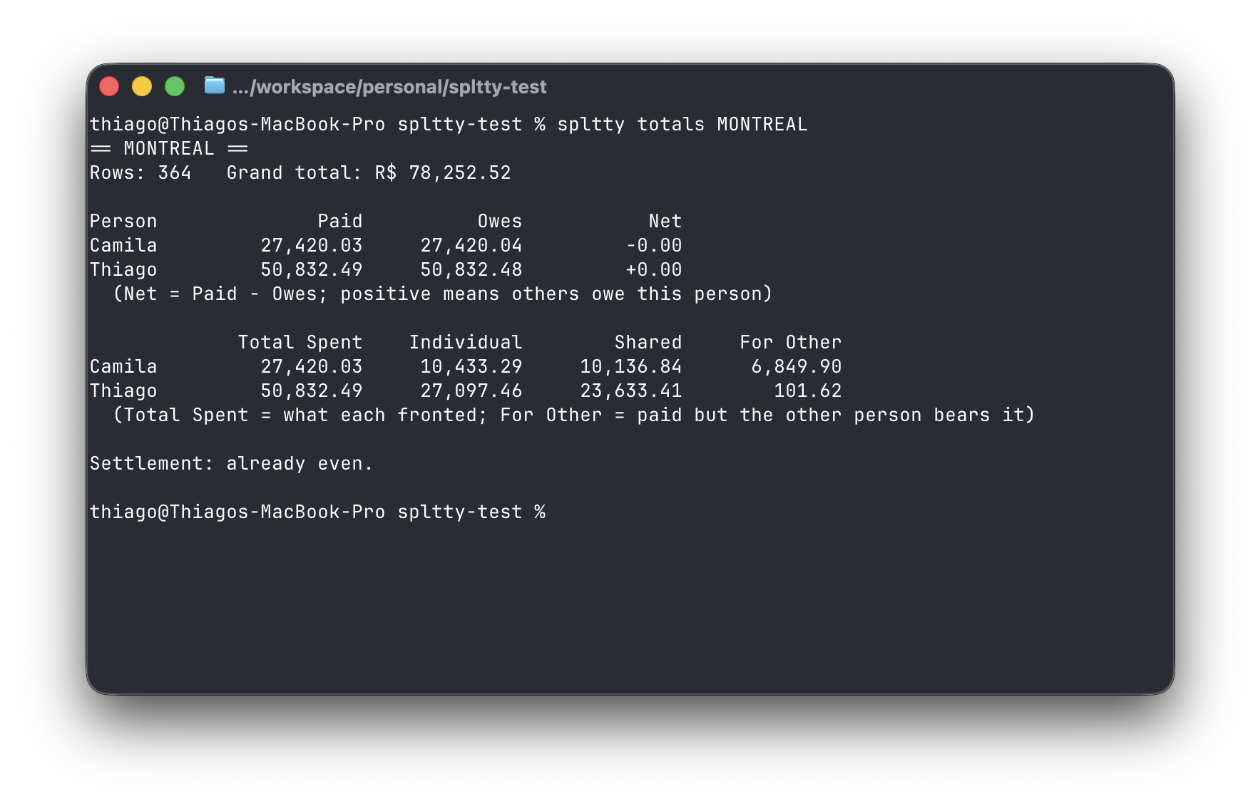 Settlement output